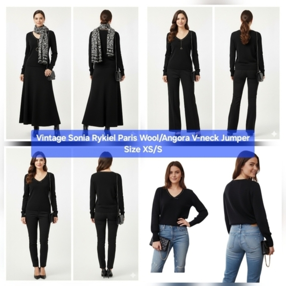 Sonia Rykiel Sweaters - Vintage Sonia Rykiel Wool/Angora V-neck Jumper Size XS/S